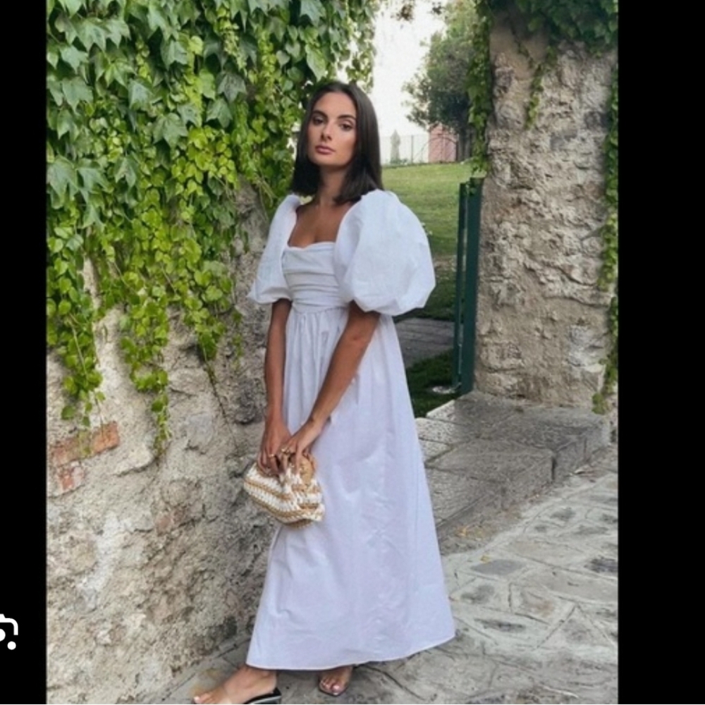 ZARA * BLOGGERS FAVORITE  POPLIN DRESS White Maxi Size XL - Picture 12 of 16